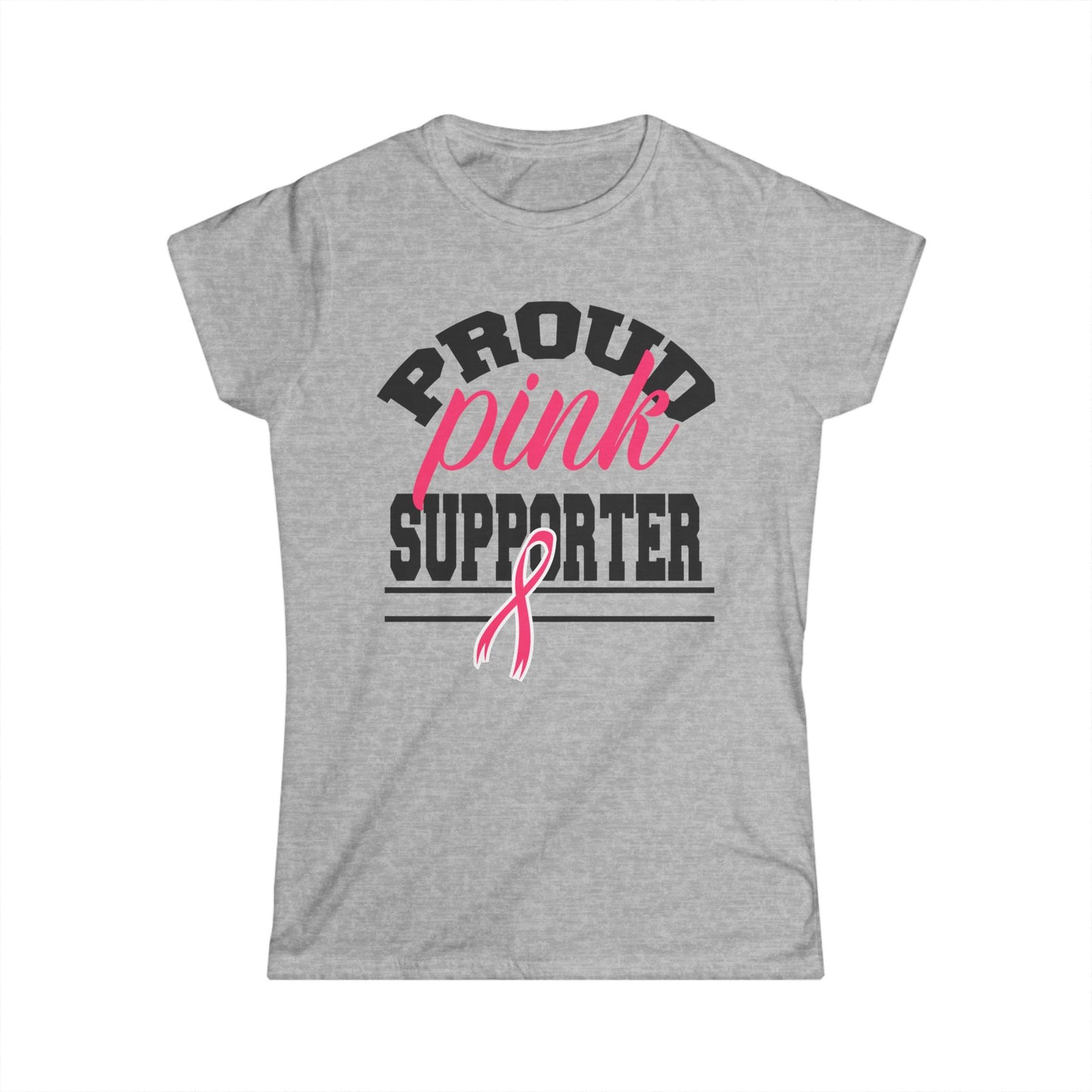 Proud Pink Supporter Tee, Breast Cancer Awareness Shirt, Gift for Her, Pink Ribbon Tee, Women's Softstyle T-Shirt