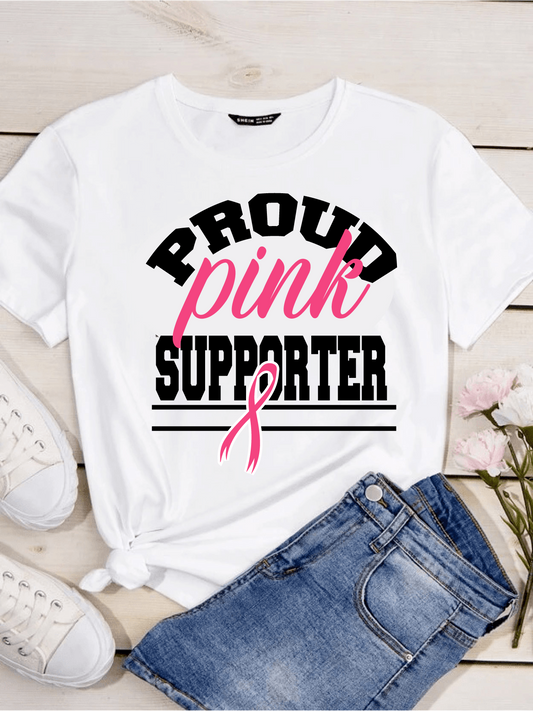 Proud Pink Supporter Tee, Breast Cancer Awareness Shirt, Gift for Her, Pink Ribbon Tee, Women's Softstyle T-Shirt